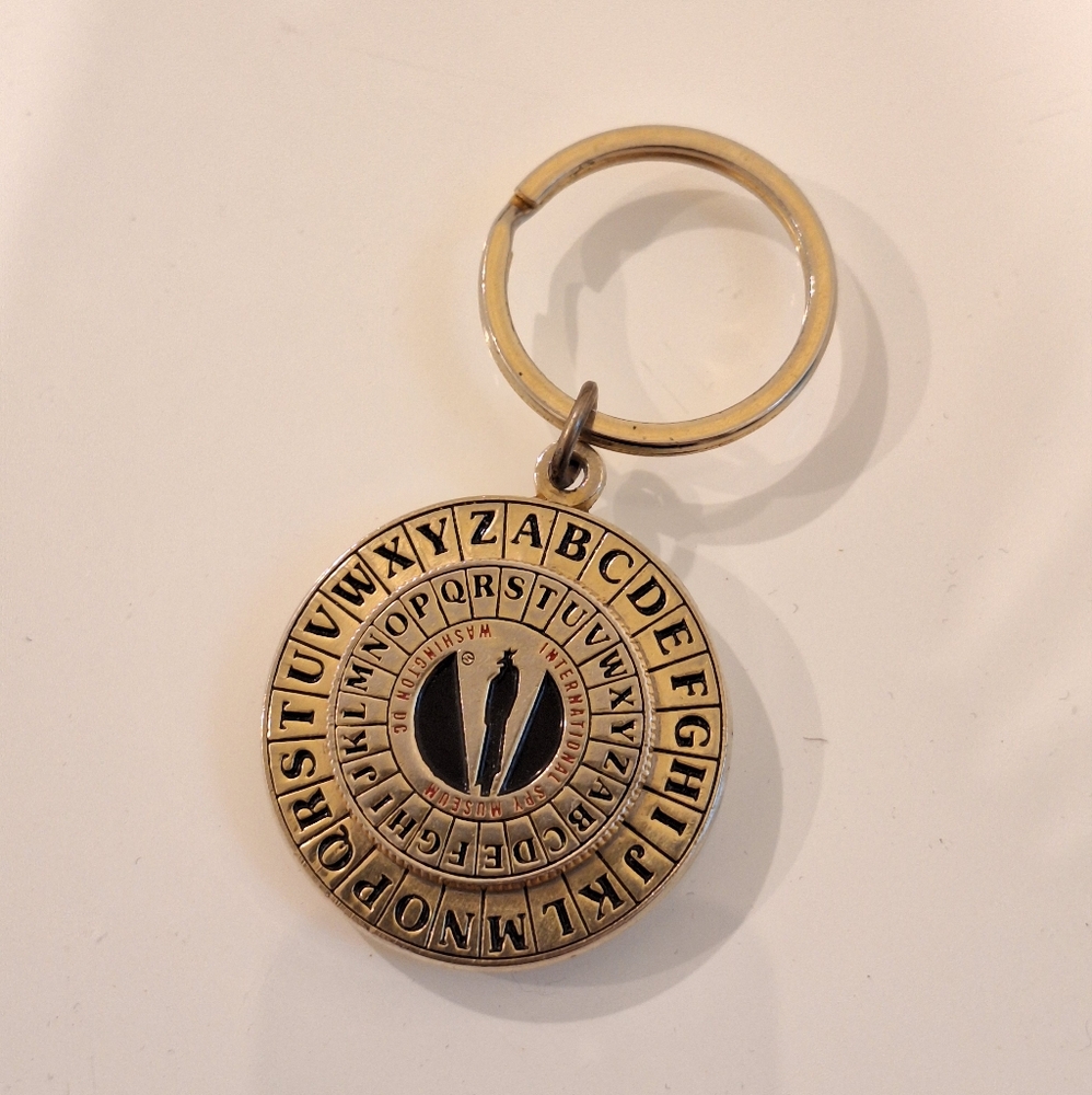 Spy Cipher Wheel Keychain | Gold